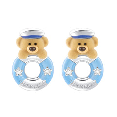 13DE MARZO Little Bear Captain Crystal Rhinestone Ear Studs