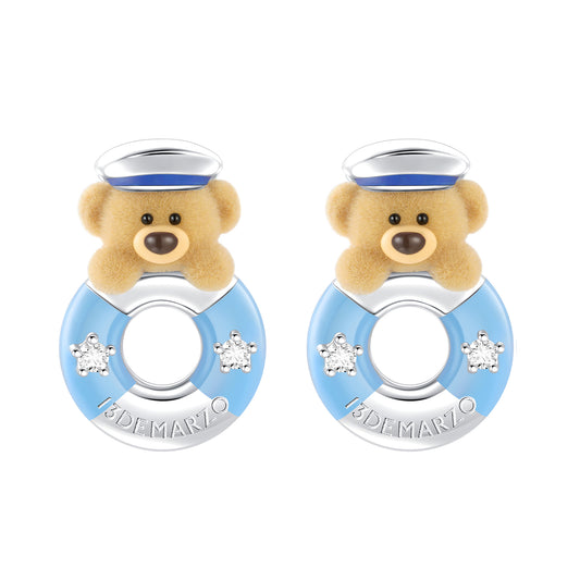13DE MARZO Little Bear Captain Crystal Rhinestone Ear Studs
