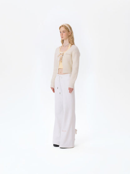 13DE MARZO Base Wide Flare Pants White - 13DE MARZO