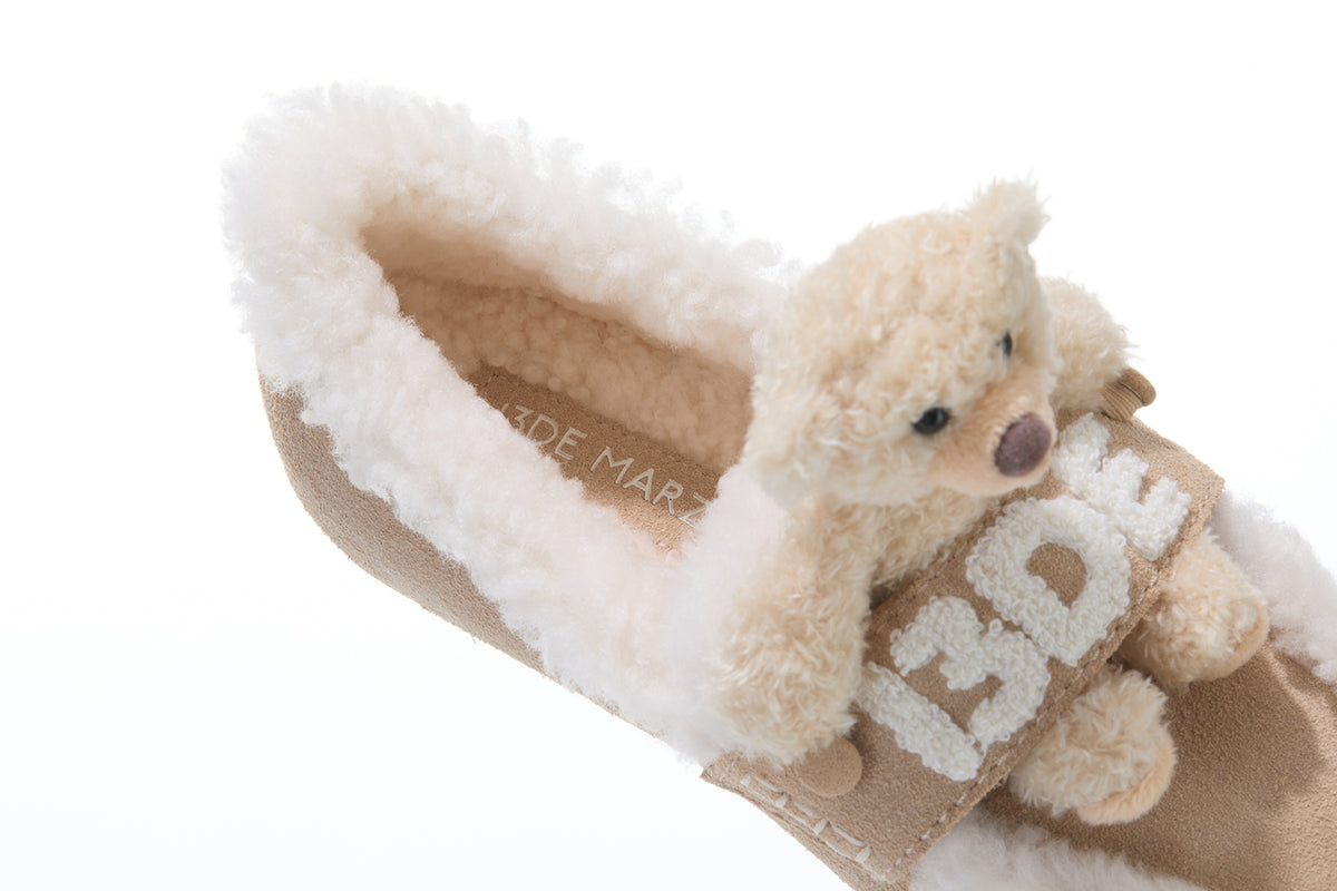 13DE MARZO Plush Bear Loafers Khaki