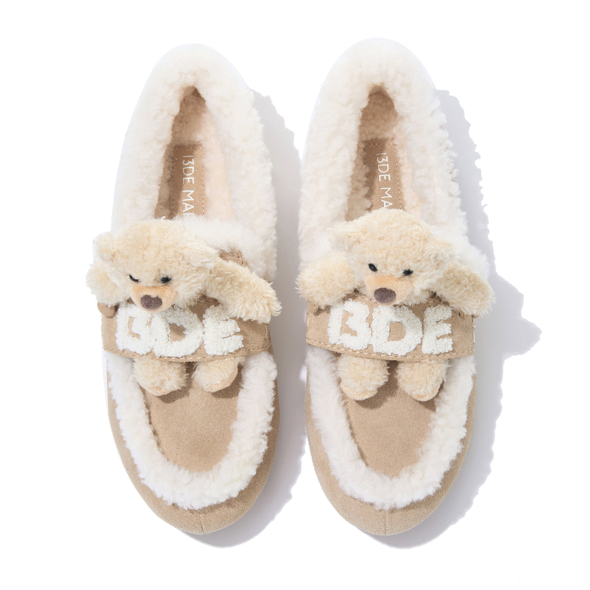 13DE MARZO Plush Bear Loafers Khaki