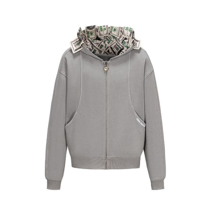 13DE MARZO Bear Cash Zipper Hoodie Grey - 13DE MARZO