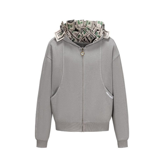13DE MARZO Bear Cash Zipper Hoodie Grey - 13DE MARZO