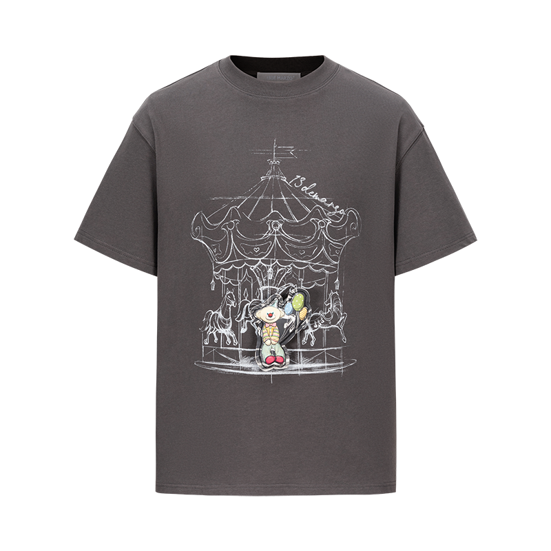 13DE MARZO Carousel Clown Bear T-shirt Grey