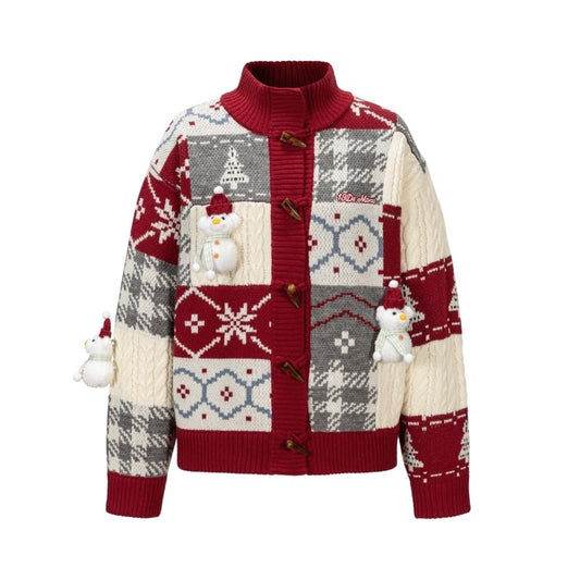 13DE MARZO Snowbear Christmas Cardigan Red - 13DE MARZO