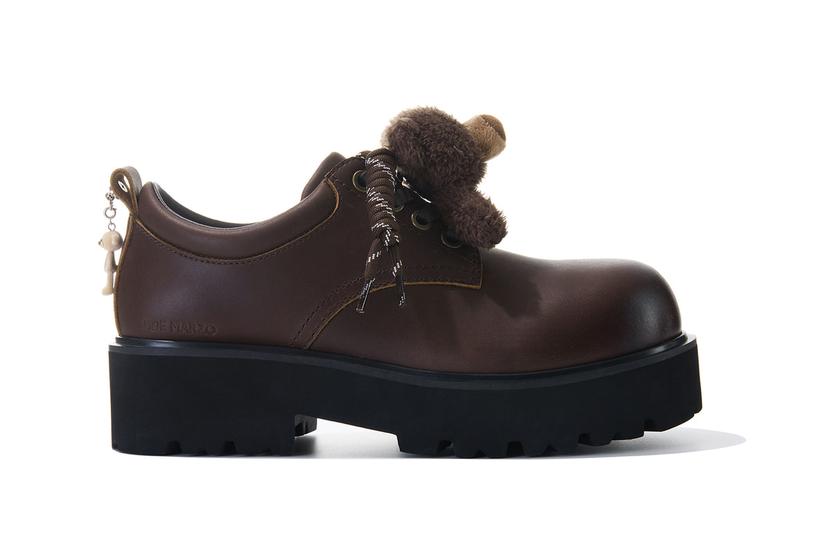 13DE MARZO Retro Distressed Platform Derby Shoes Brown