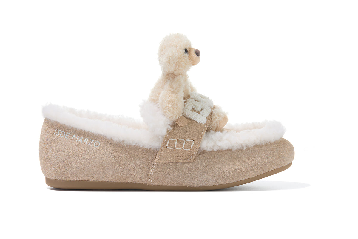 13DE MARZO Plush Bear Loafers Khaki