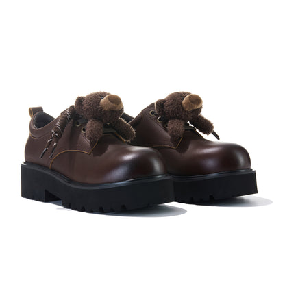 13DE MARZO Retro Distressed Platform Derby Shoes Brown