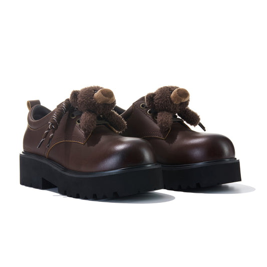 13DE MARZO Retro Distressed Platform Derby Shoes Brown