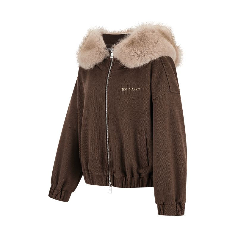 13DE MARZO Doozoo Zipper Hoodie Brown - 13DE MARZO