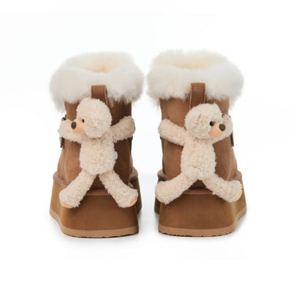 13DE MARZO Bear Plush Snow Boots Khaki - 13DE MARZO
