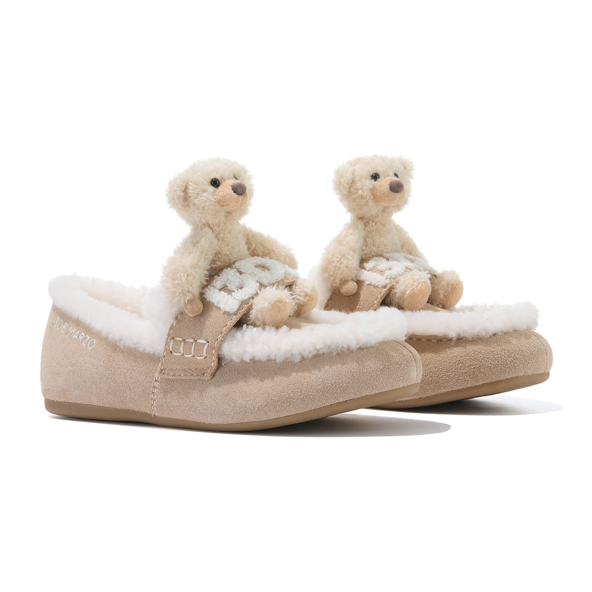 13DE MARZO Plush Bear Loafers Khaki