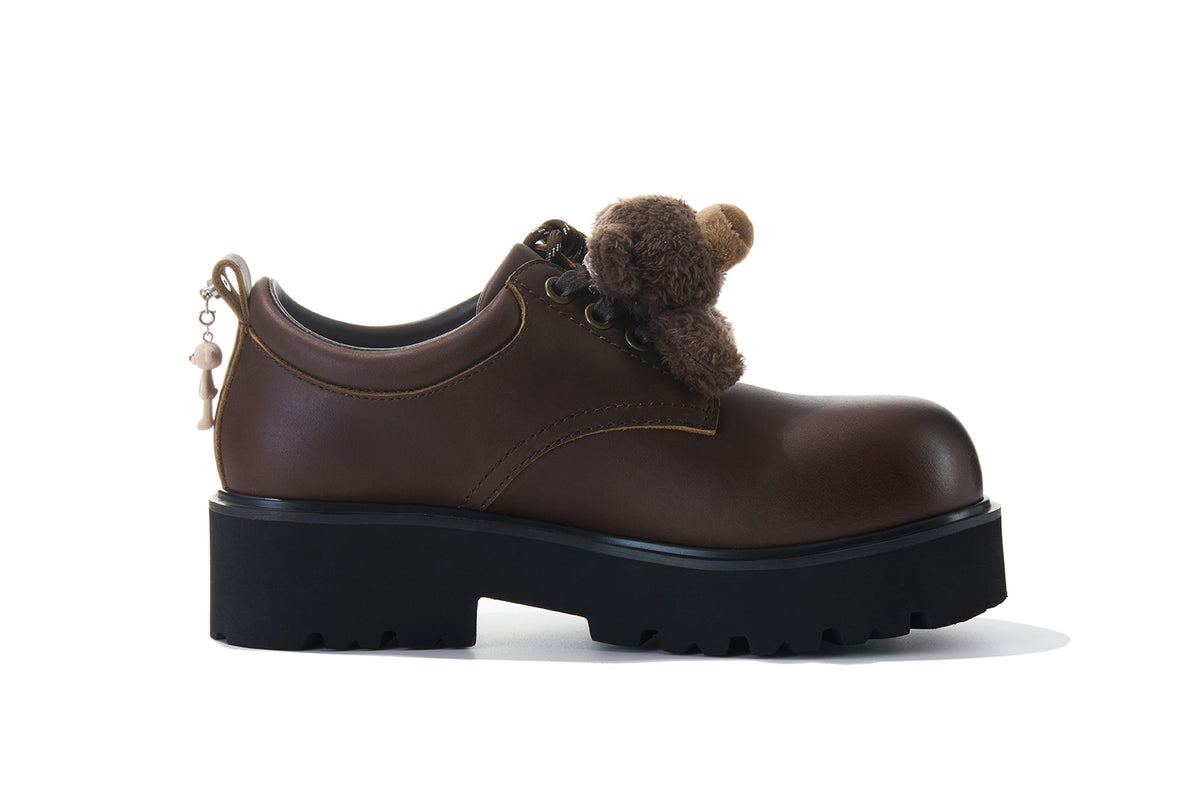 13DE MARZO Retro Distressed Platform Derby Shoes Brown