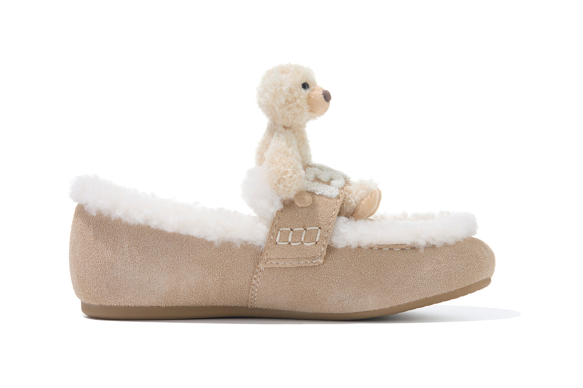 13DE MARZO Plush Bear Loafers Khaki
