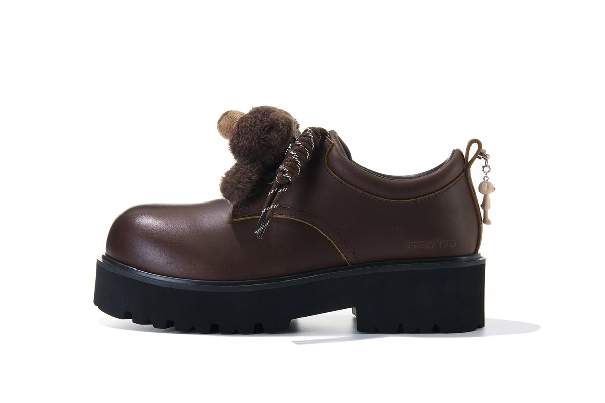 13DE MARZO Retro Distressed Platform Derby Shoes Brown