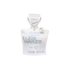13DE MARZO Silver Foil Chain Print Bustier Top White