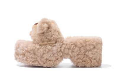 13DE MARZO Furry Bear Head Slippers Khaki - 13DE MARZO