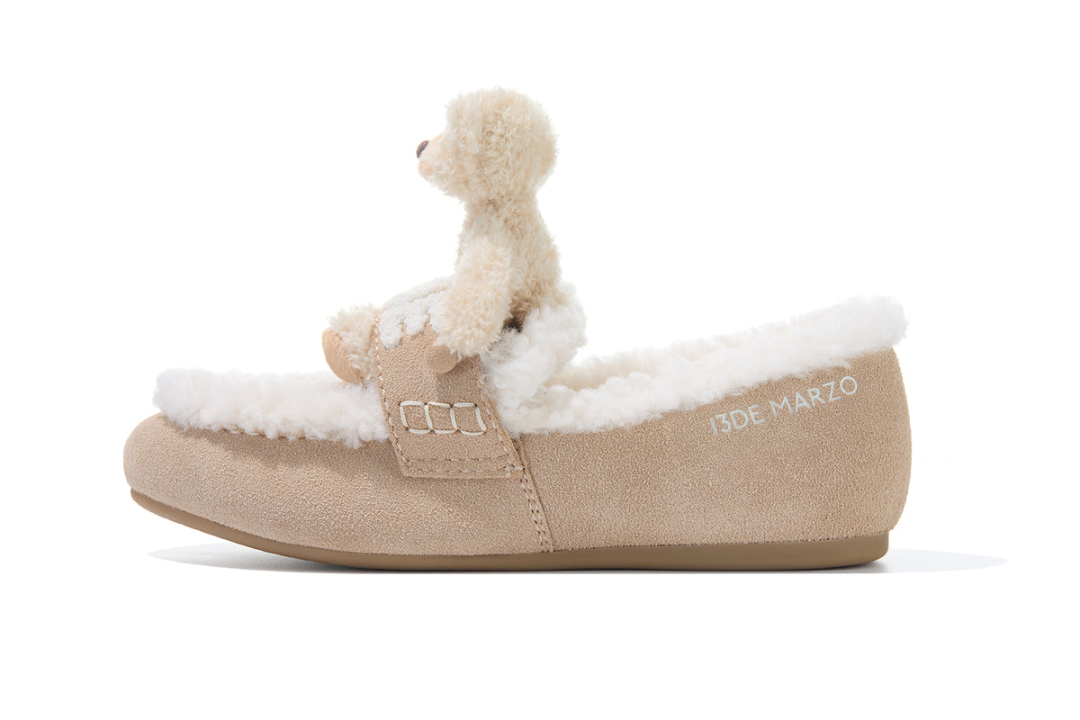 13DE MARZO Plush Bear Loafers Khaki