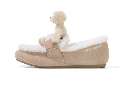 13DE MARZO Plush Bear Loafers Khaki