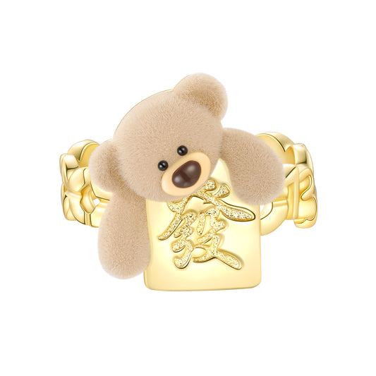 13DE MARZO Hope You Get Rich Mahjong Bear Ring - 13DE MARZO
