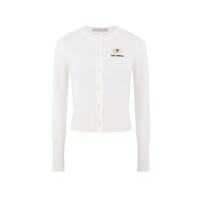 13DE MARZO Mini Logo Cardigan White