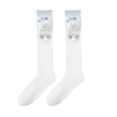 13DE MARZO Double-Layer Contrast Crew Socks White