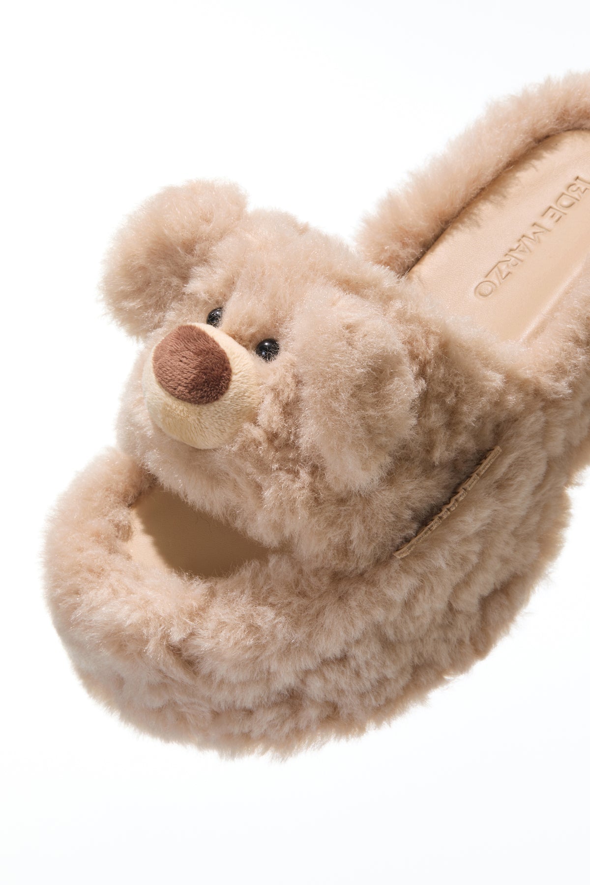 13DE MARZO Furry Bear Head Slippers Khaki - 13DE MARZO