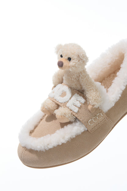 13DE MARZO Plush Bear Loafers Khaki