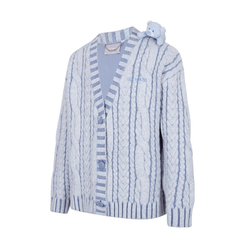 13DE MARZO Bear Yarn Weave Cardigan Blue - 13DE MARZO