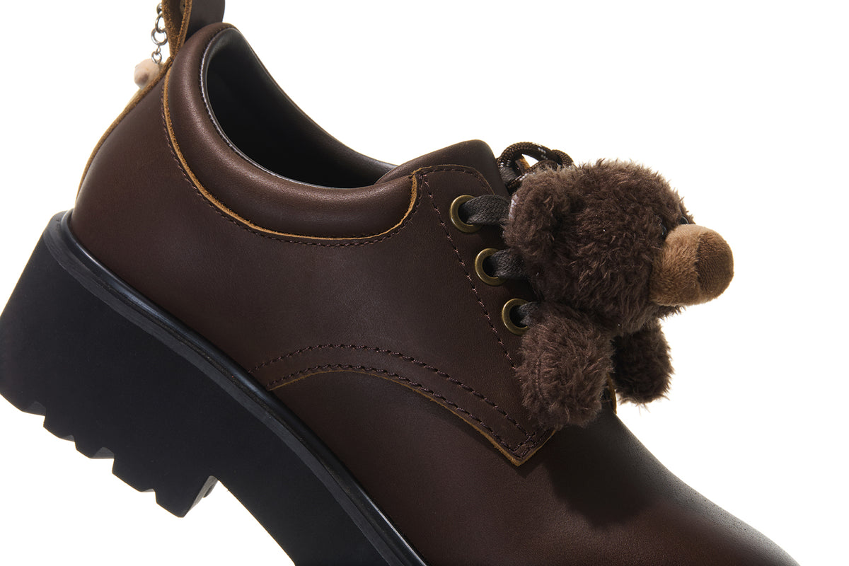 13DE MARZO Retro Distressed Platform Derby Shoes Brown