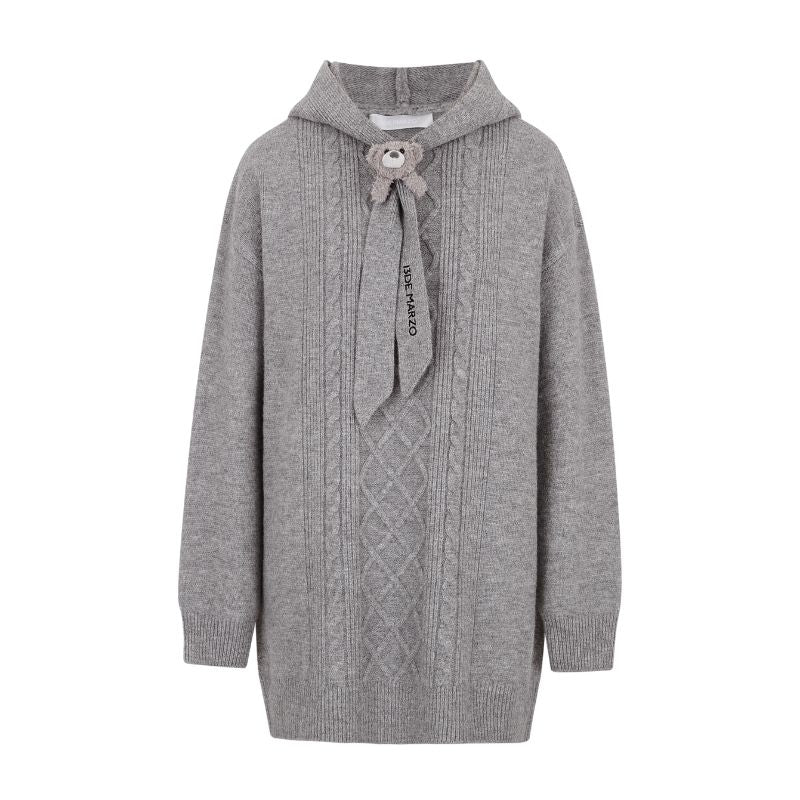 13DE MARZO Bear Knit Hoodie Dress Grey - 13DE MARZO