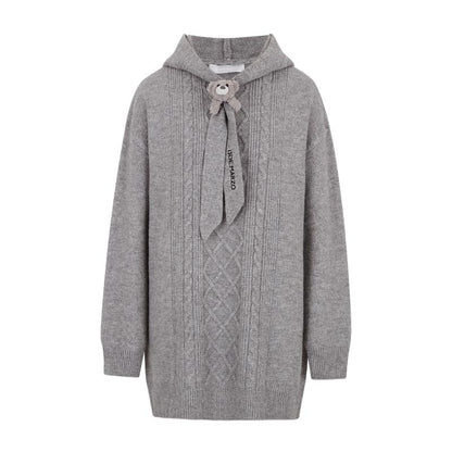 13DE MARZO Bear Knit Hoodie Dress Grey - 13DE MARZO
