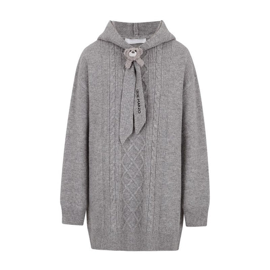 13DE MARZO Bear Knit Hoodie Dress Grey - 13DE MARZO