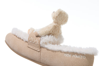 13DE MARZO Plush Bear Loafers Khaki