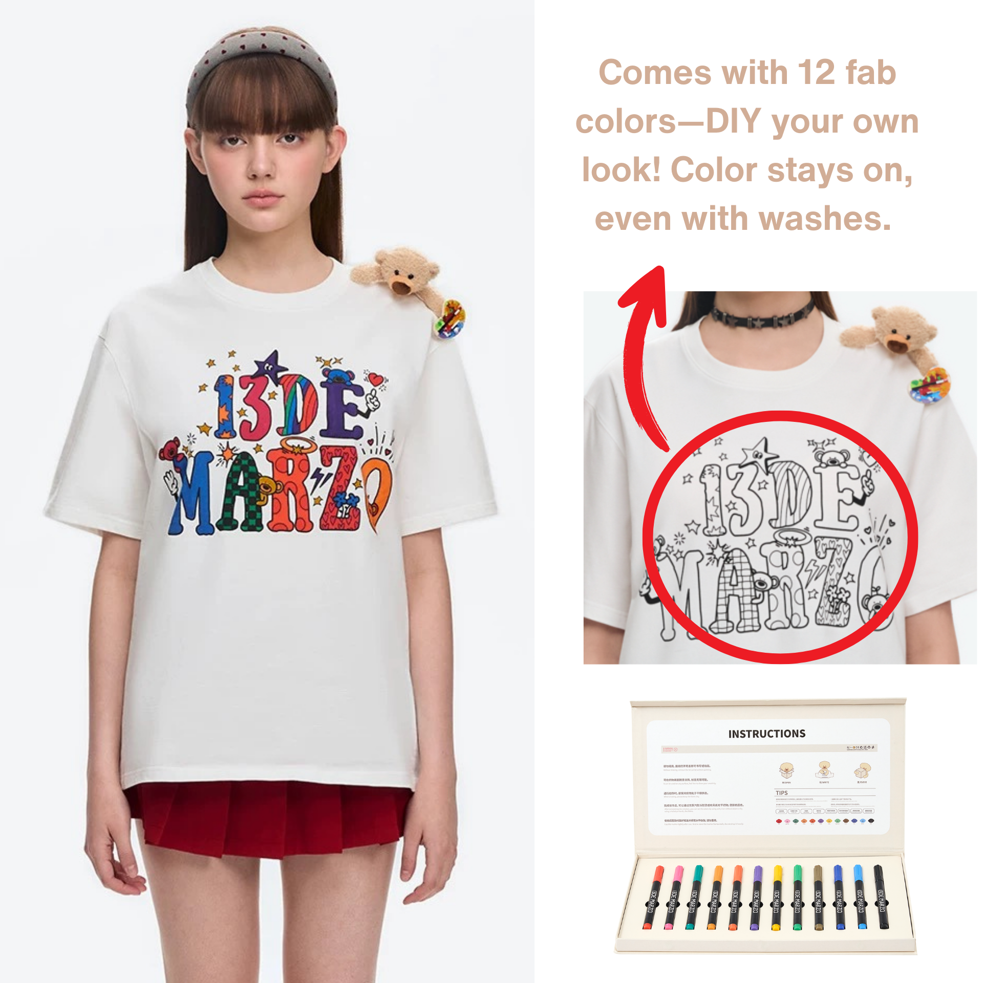 13DE MARZO DIY Colour-Fill T-Shirt