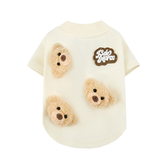 13DE MARZO Allover Bear Pet Tee Beige