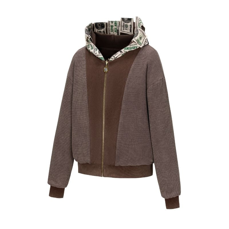 13DE MARZO Bear Cash Zipper Hoodie Brown - 13DE MARZO