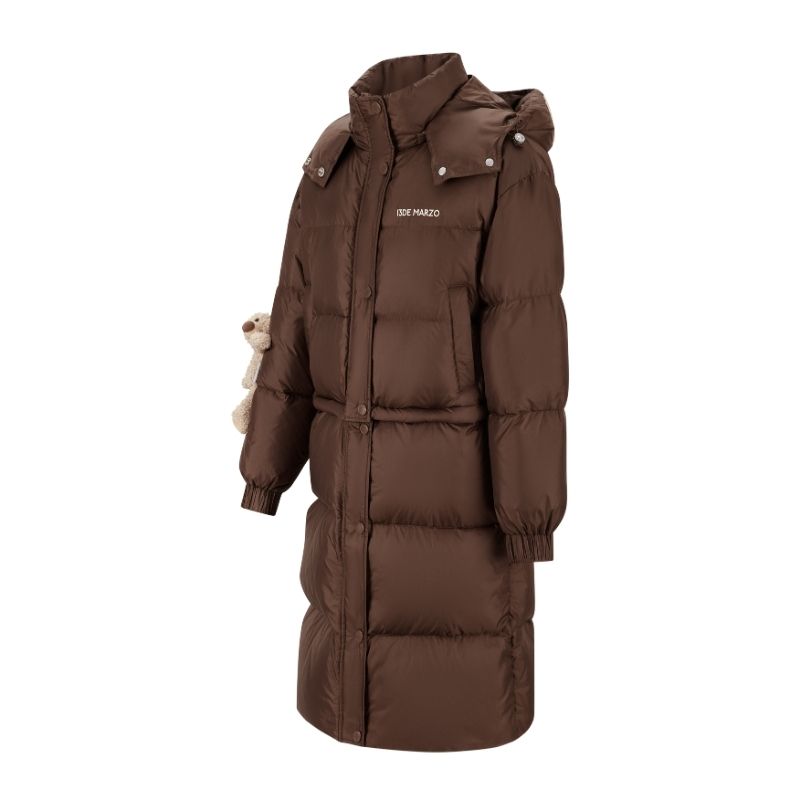 13DE MARZO Base Bear Long Down Jacket Brown - 13DE MARZO