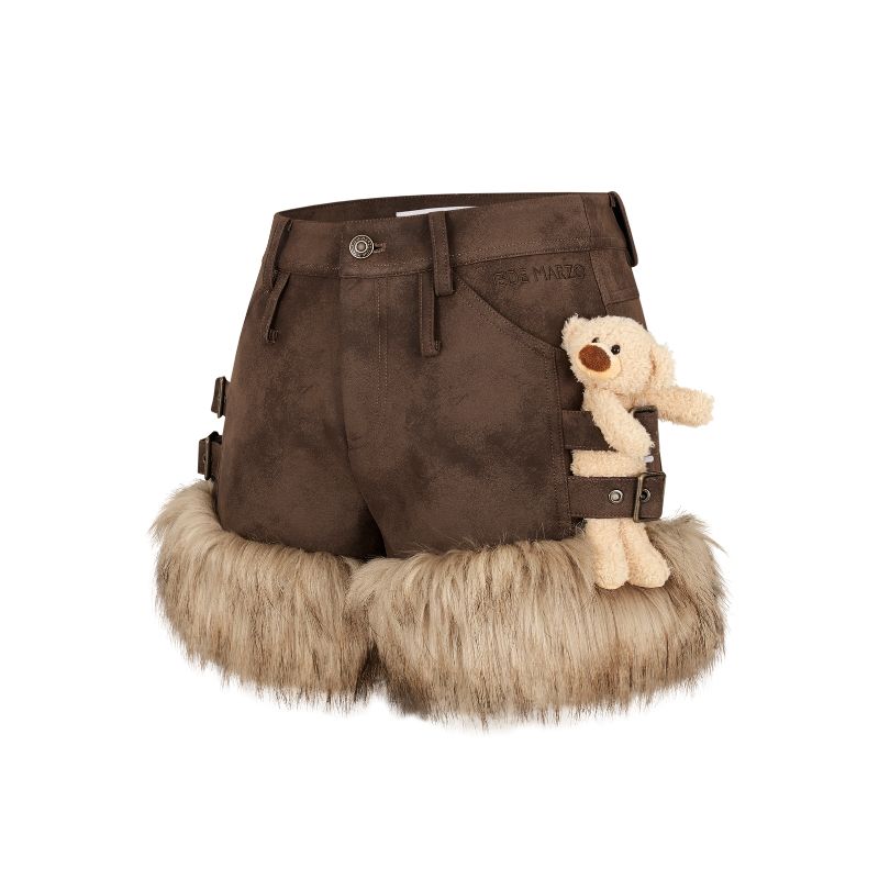 13DE MARZO Bear Upper Fuzzy Shorts - 13DE MARZO