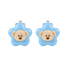 13DE MARZO Colorful Floral Bear Ear Studs