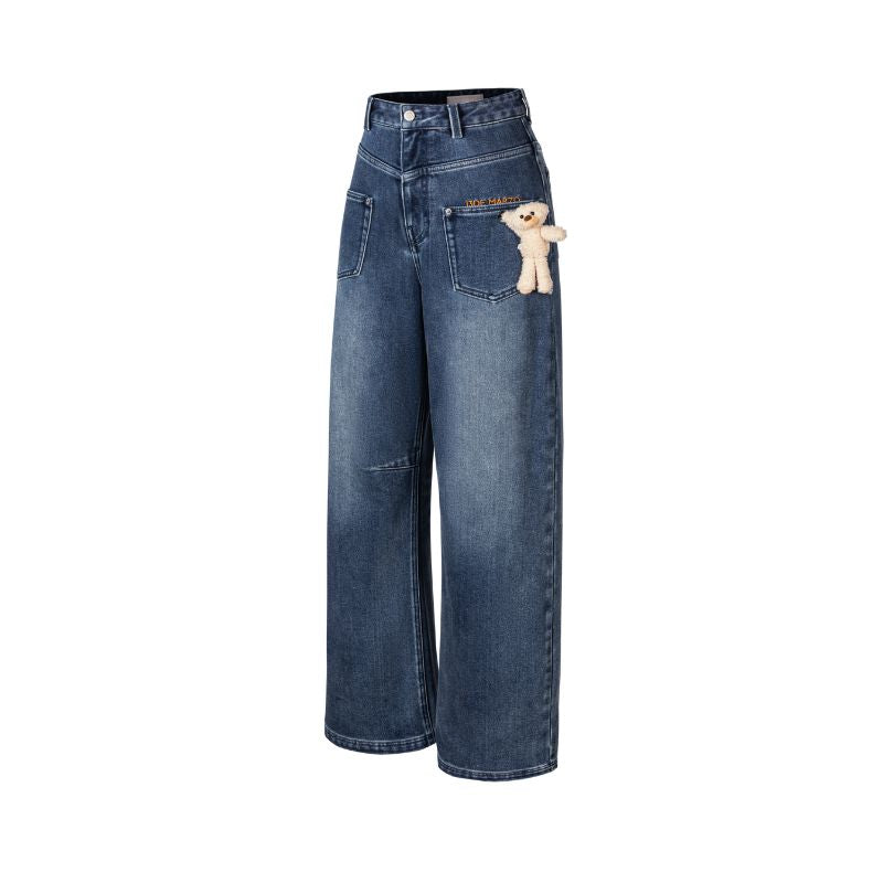 13DE MARZO Bear Brushed Relaxed Jeans Blue - 13DE MARZO