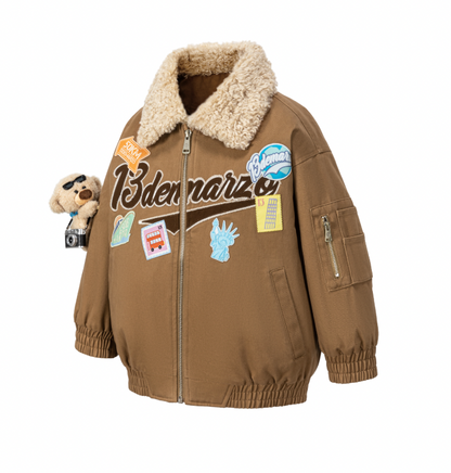 13DE MARZO BabyBear Travel Badge Jacket Brown - 13DE MARZO