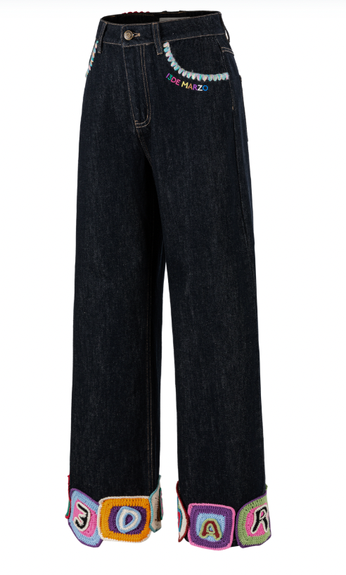 13DE MARZO Square Pattern Jeans - 13DE MARZO