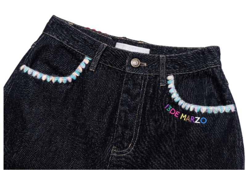 13DE MARZO Square Pattern Jeans - 13DE MARZO