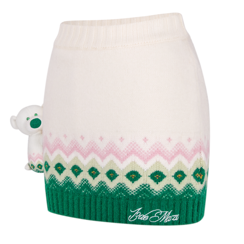 13DE MARZO Fair Isle Bear Knit Dress Beige - 13DE MARZO