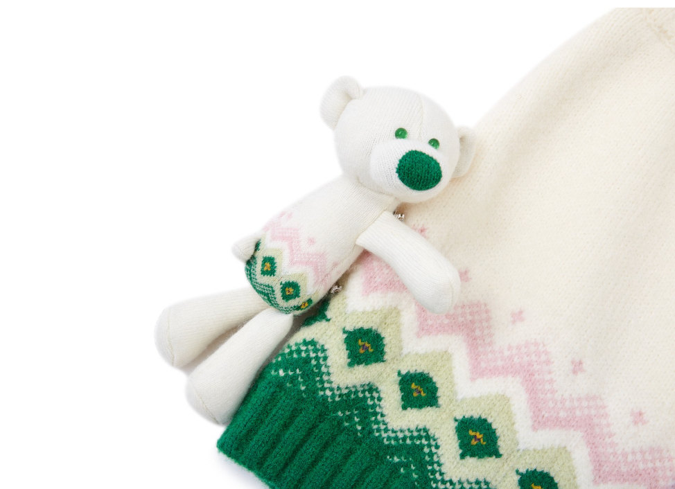 13DE MARZO Fair Isle Bear Knit Dress Beige - 13DE MARZO