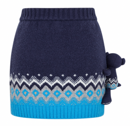 13DE MARZO Fair Isle Bear Knit Dress Navy Blue - 13DE MARZO