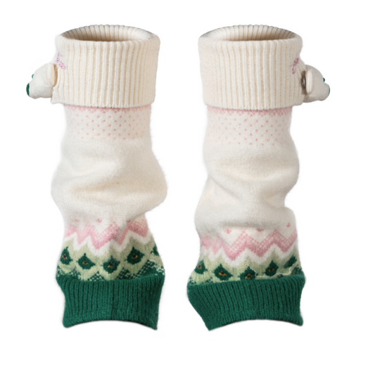 13DE MARZO Fair Isle Leg Warmer Beige - 13DE MARZO