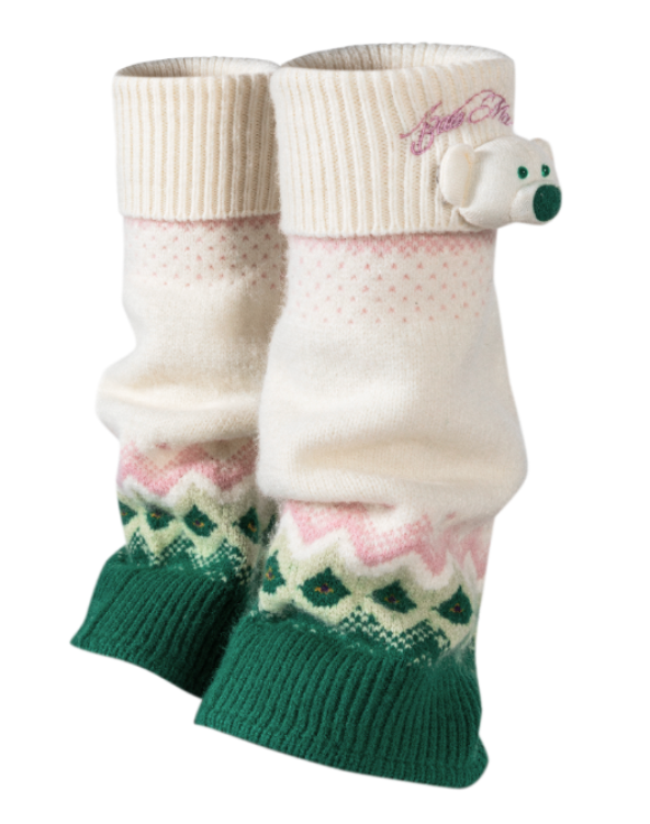 13DE MARZO Fair Isle Leg Warmer Beige - 13DE MARZO