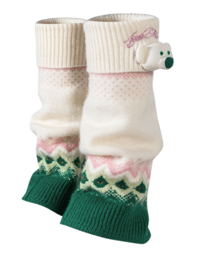 13DE MARZO Fair Isle Leg Warmer Beige - 13DE MARZO